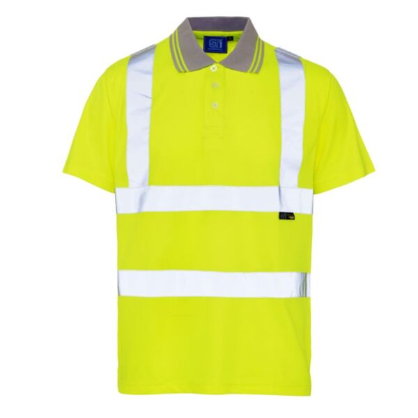 Supertouch Hi Vis Yellow Bird Eye Polo Shirt Thumbnail