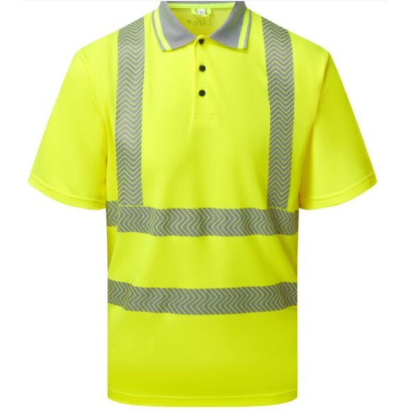 PULSAR® LIFE Men's Hi-Vis Short Sleeve Yellow Polo Shirt Thumbnail